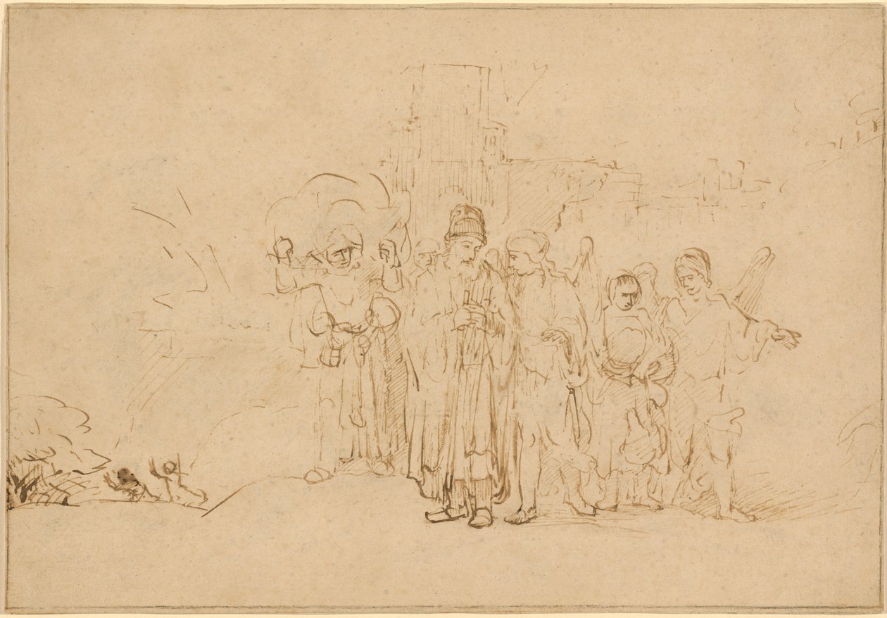 Lot y su familia dejando Sodoma de Rembrandt van Rijn