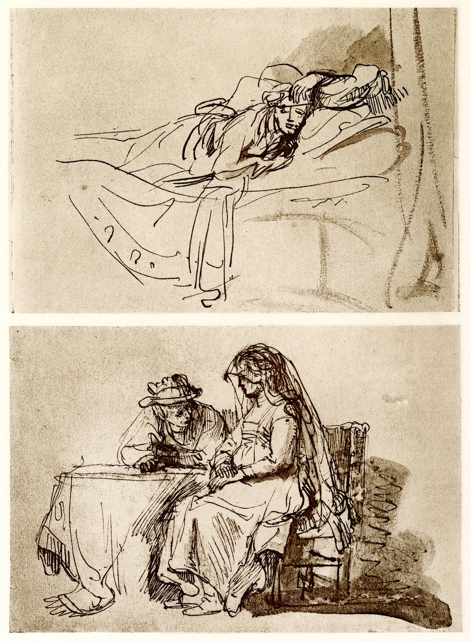 Mujer acostada, La charla de Rembrandt van Rijn