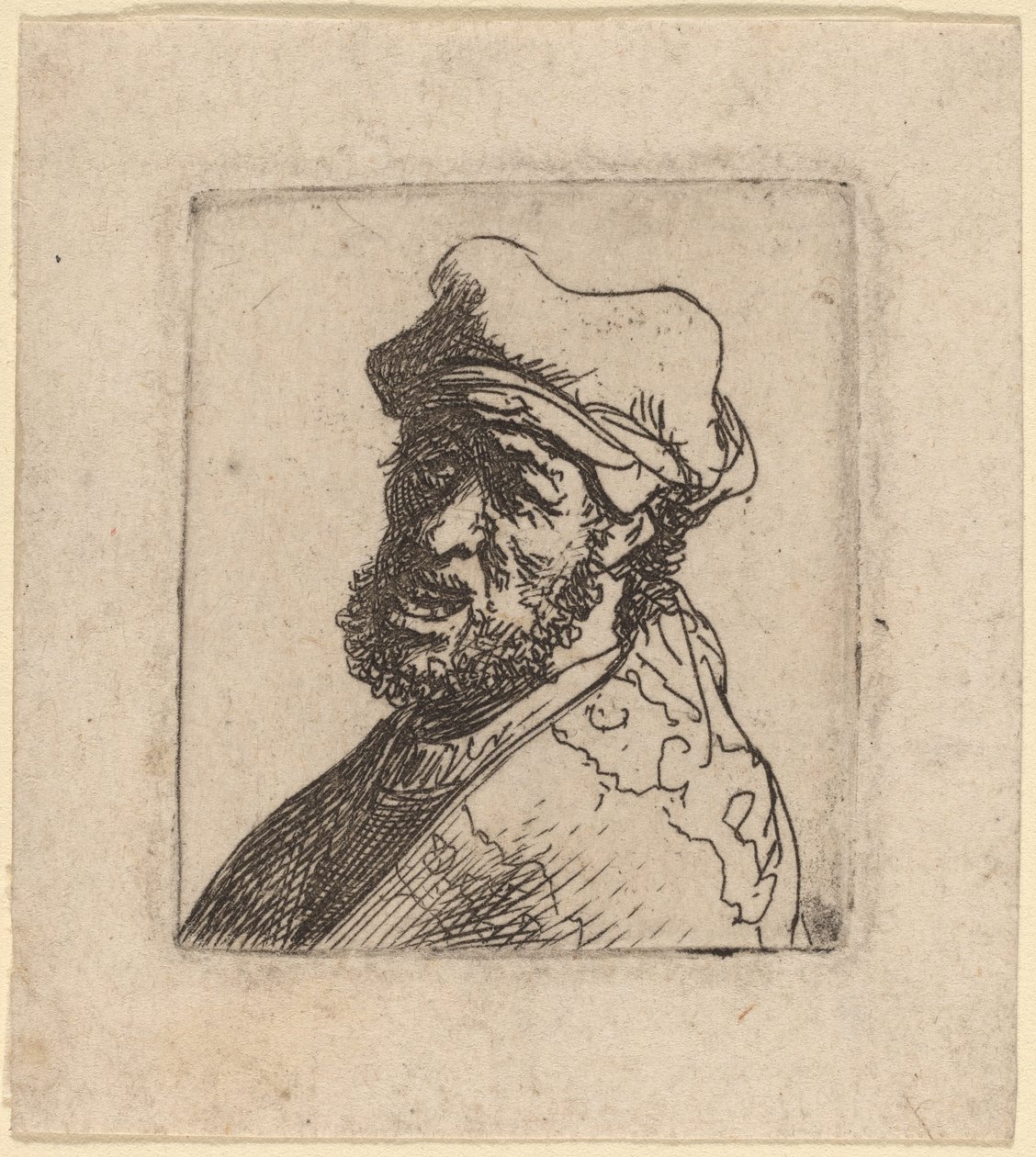 Hombre gritando, tres cuartos a la izquierda de Rembrandt van Rijn