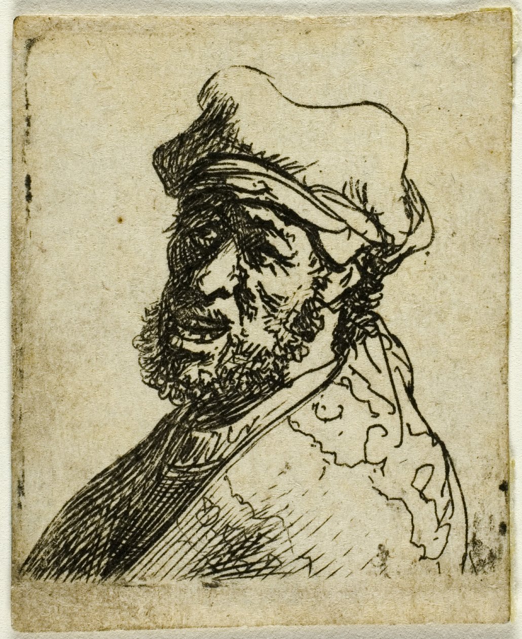 Hombre gritando, tres cuartos a la izquierda: busto de Rembrandt van Rijn