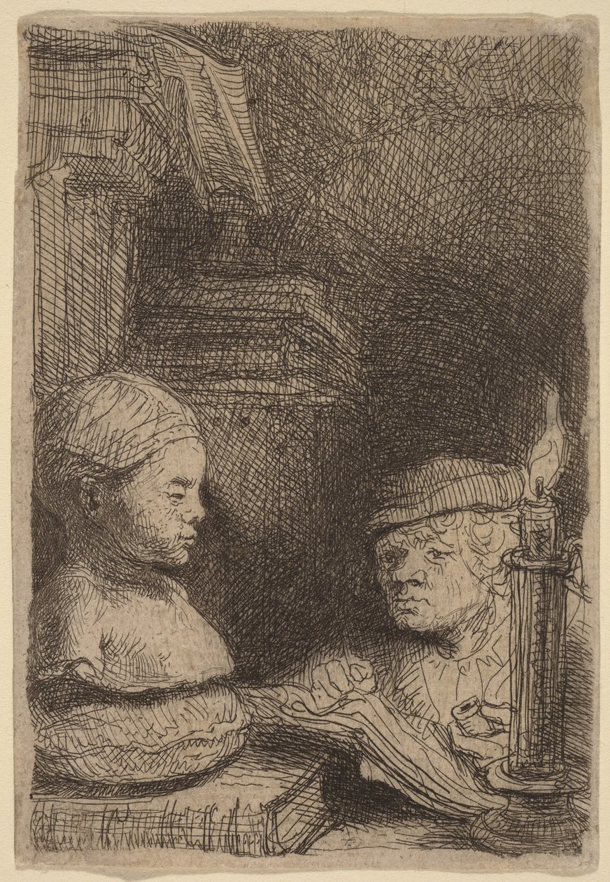 Hombre dibujando a partir de un molde de Rembrandt van Rijn