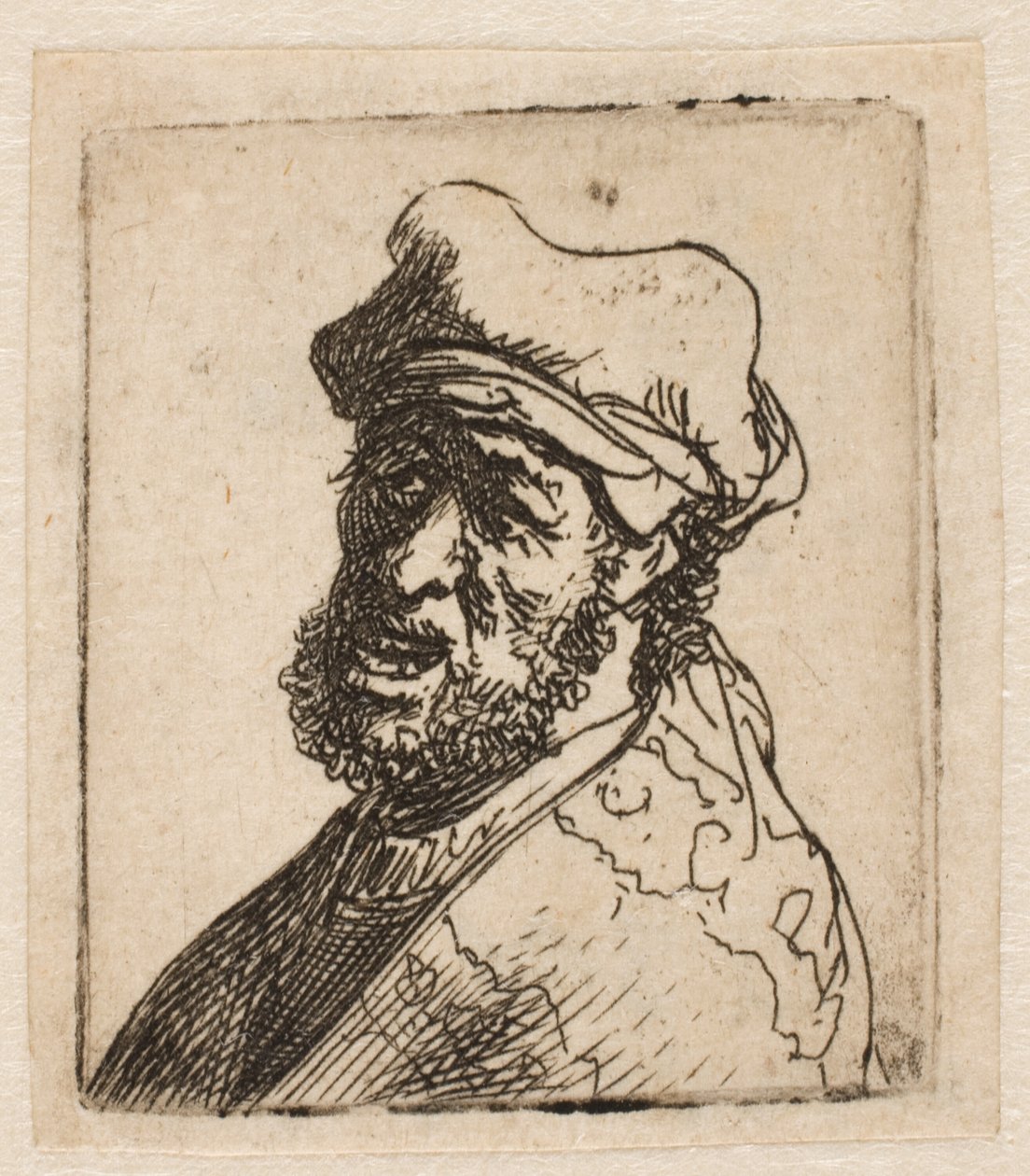 Hombre gritando, tres cuartos a la izquierda: busto de Rembrandt van Rijn