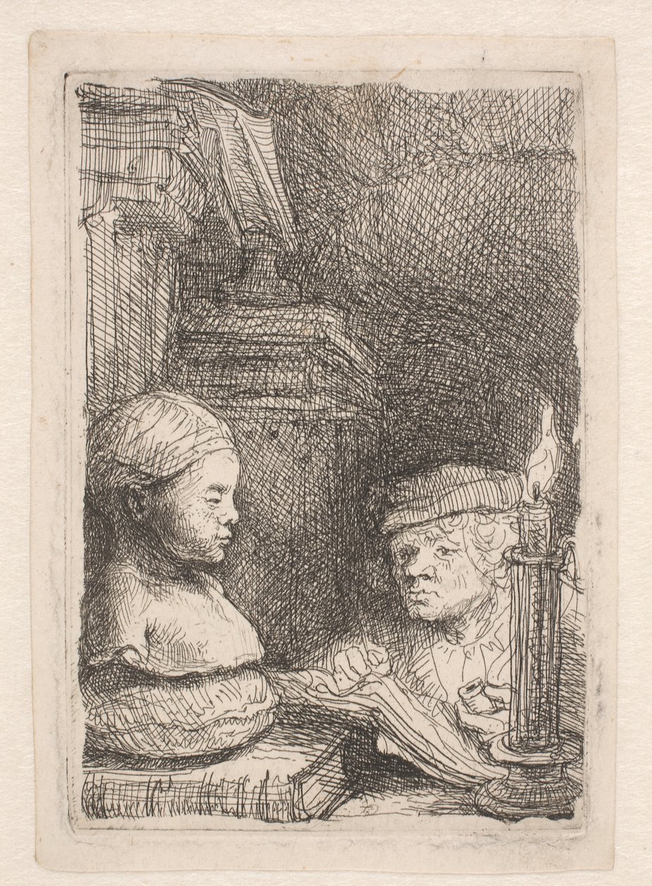 Hombre dibujando a partir de un molde de Rembrandt van Rijn