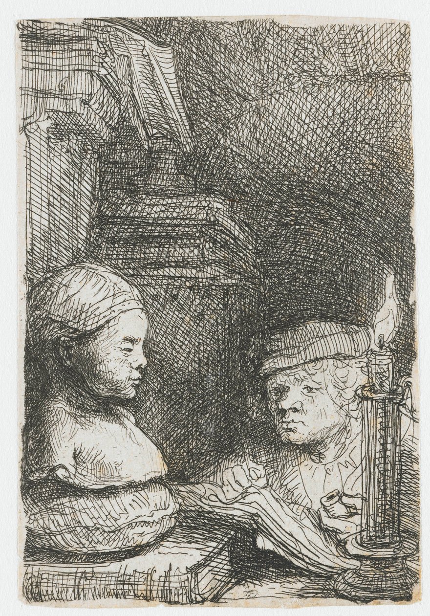 Hombre dibujando a partir de un molde de Rembrandt van Rijn