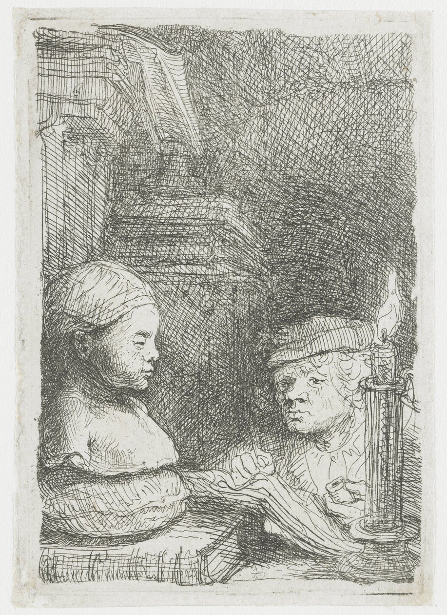Hombre dibujando a partir de un molde de Rembrandt van Rijn