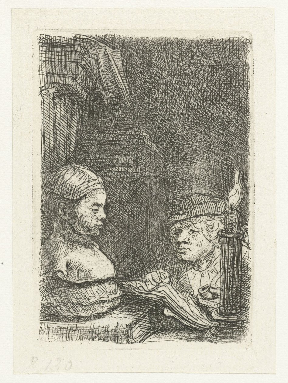 Hombre dibujando a partir de un molde de Rembrandt van Rijn
