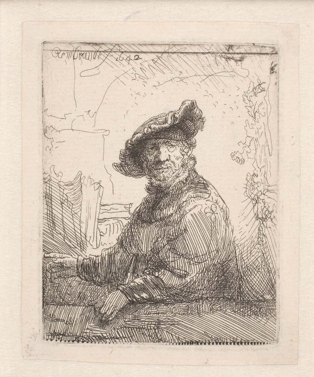 Un hombre en una glorieta de Rembrandt van Rijn