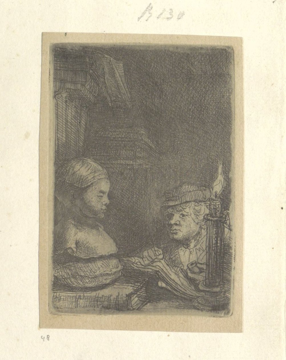 Hombre, dibujo de un modelo de yeso Recueil de quatre-vingt-cinq estampes originales (título de la serie) de Rembrandt van Rijn