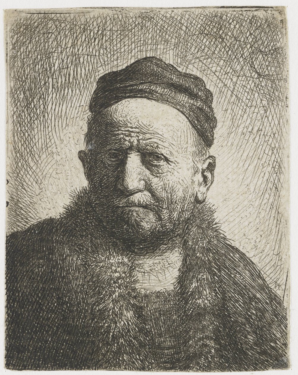 Hombre con gorro cerrado: busto (¿el padre del artista?) de Rembrandt van Rijn