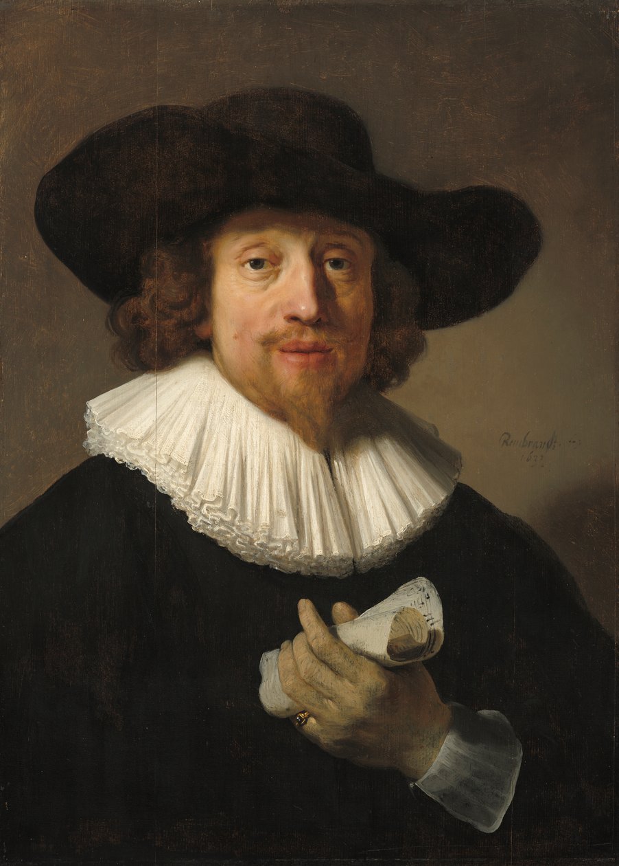 Hombre con hoja de música, 1633 de Rembrandt van Rijn