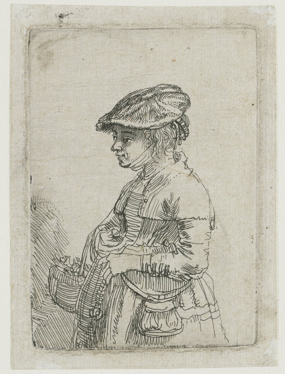 Niña con una cesta de Rembrandt van Rijn