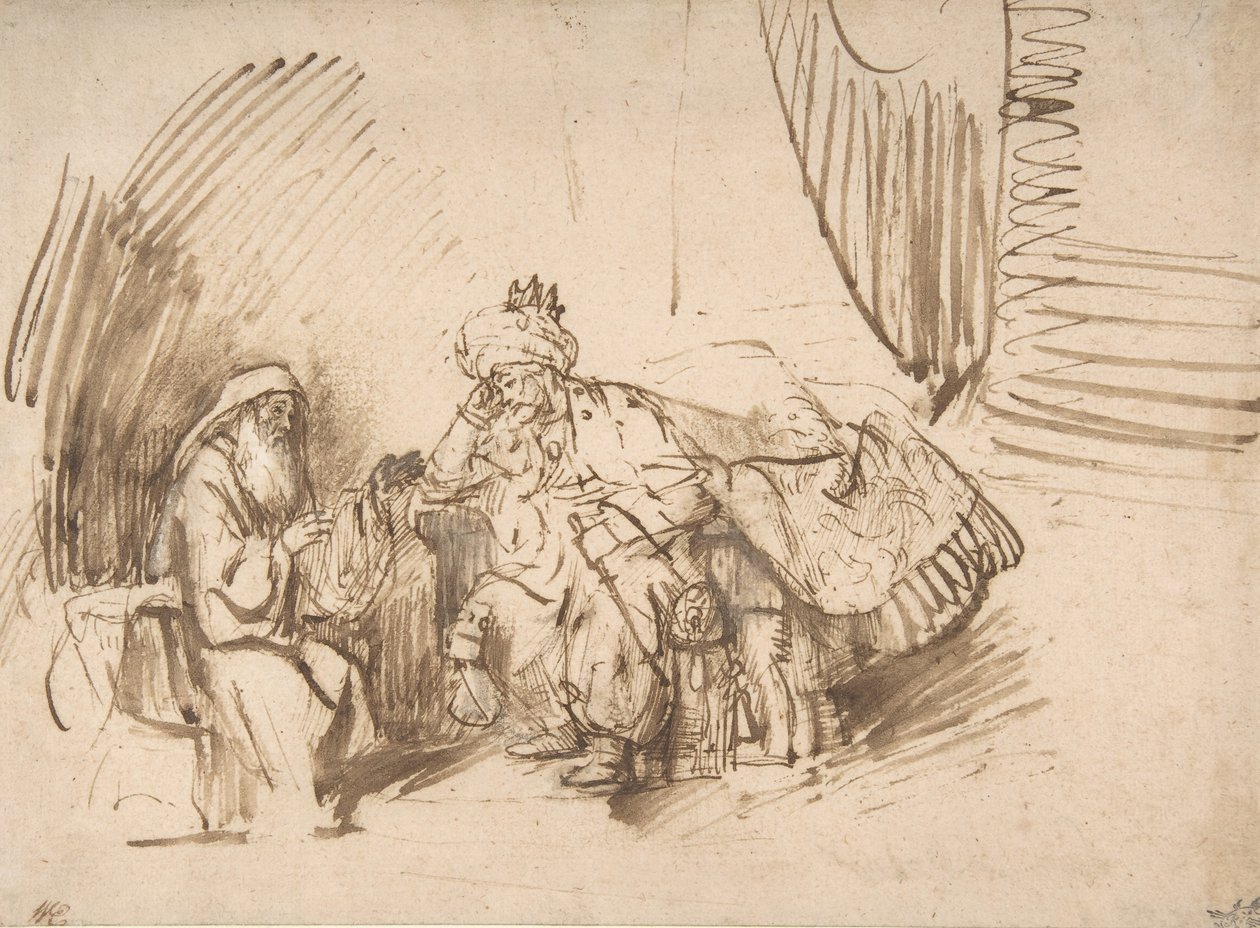 Natán amonestando a David, 1650-55 de Rembrandt van Rijn