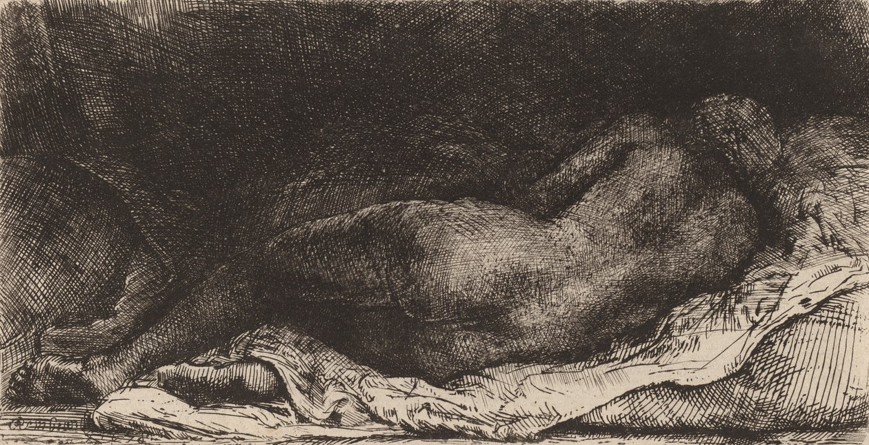 Negra acostada, 1658 de Rembrandt van Rijn