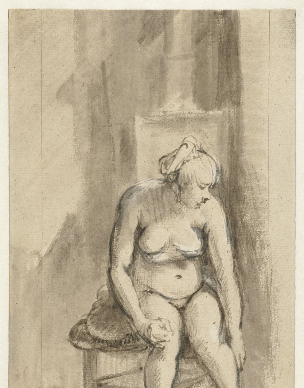 mujer desnuda sentada junto a una estufa mujer desnuda sentada junto a una estufa de Rembrandt van Rijn