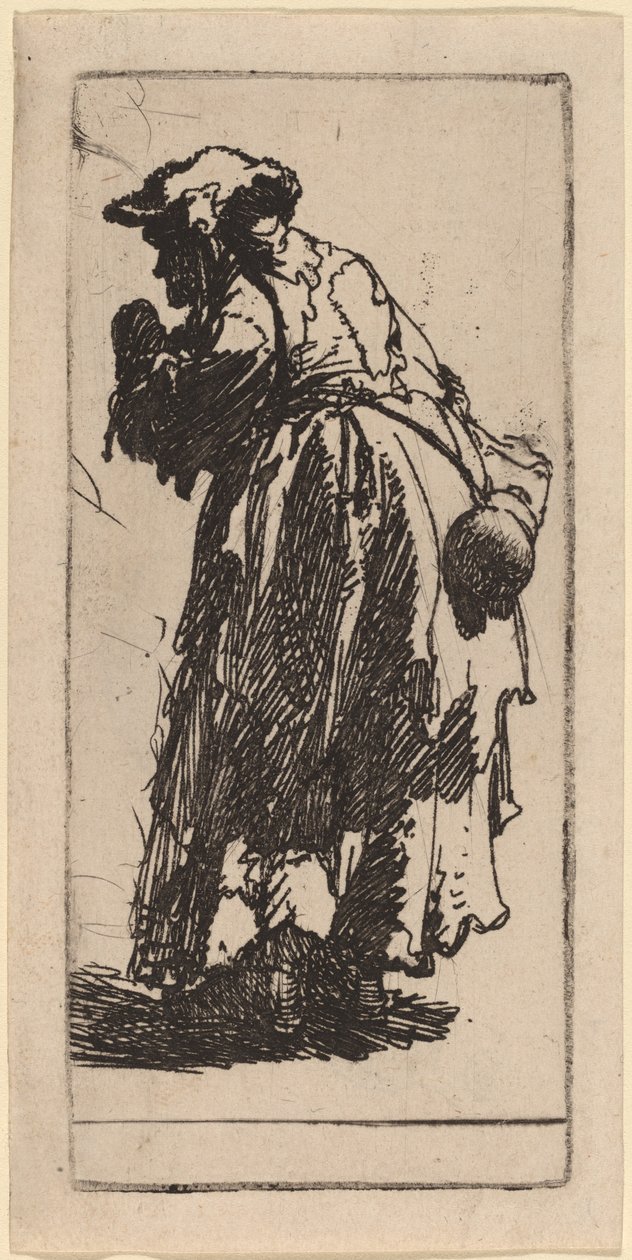 Vieja mendiga con una calabaza de Rembrandt van Rijn