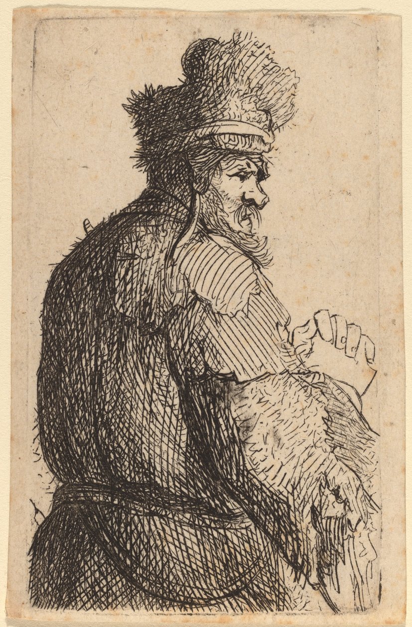 Hombre Viejo Visto desde Atrás, Perfil a la Derecha de Rembrandt van Rijn