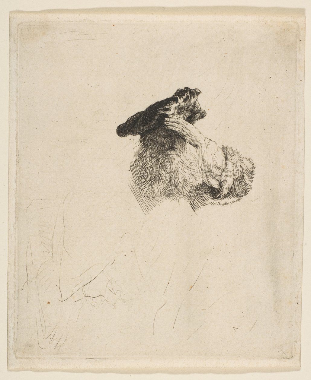 Viejo hombre sombreando sus ojos con su mano, ca. 1639 de Rembrandt van Rijn