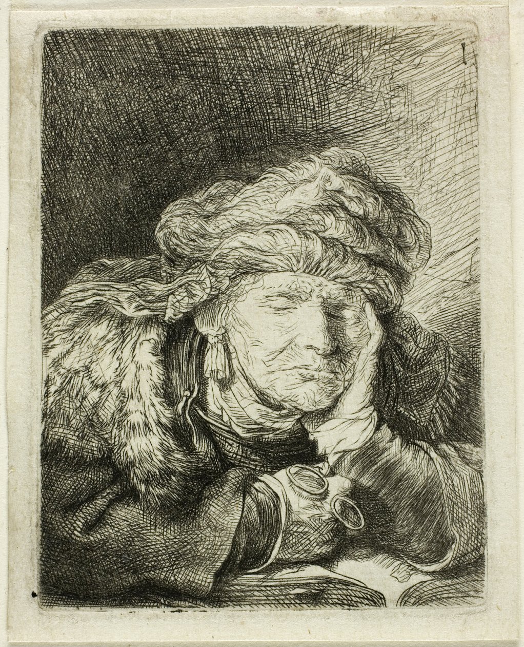 Anciana durmiendo de Rembrandt van Rijn