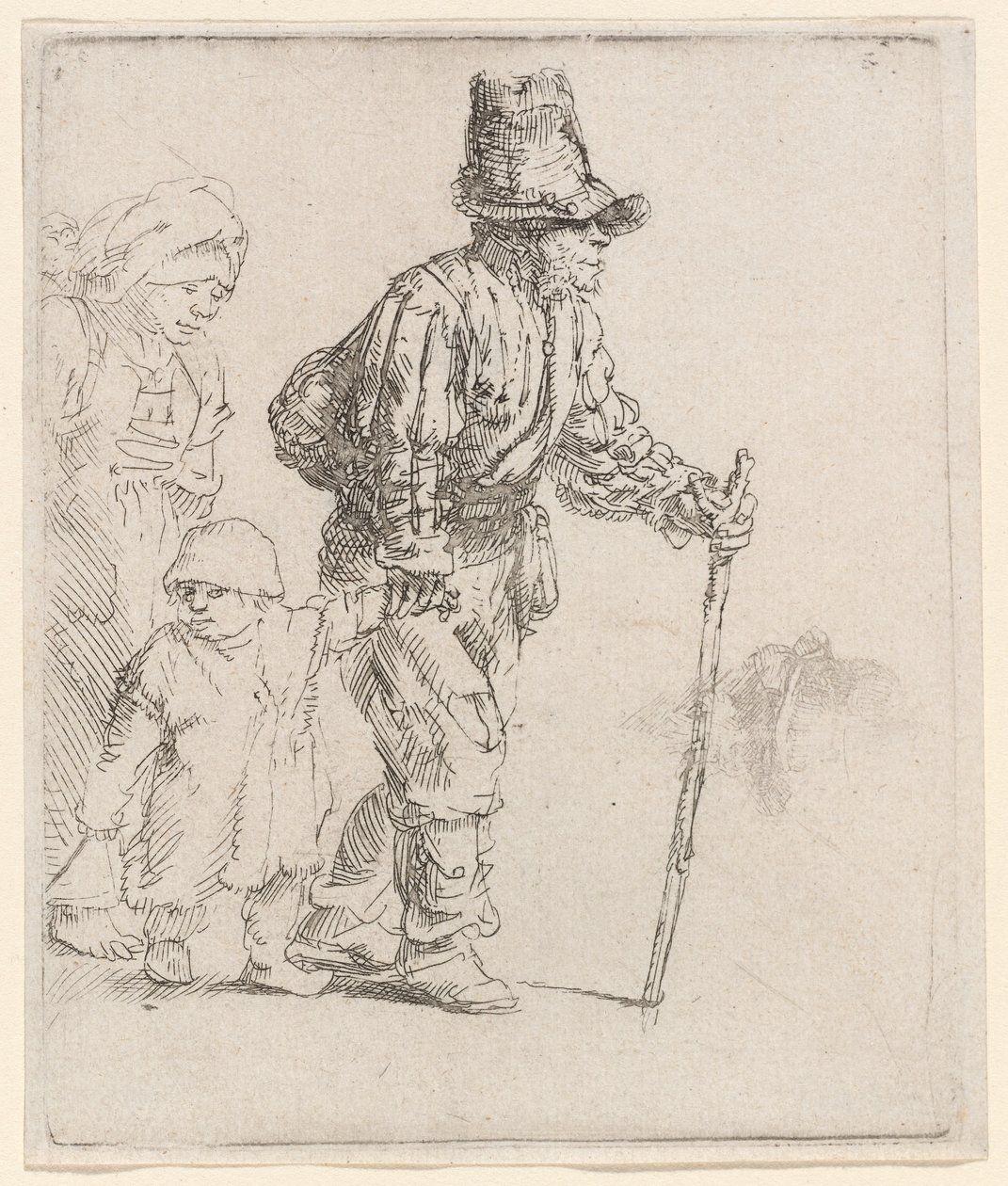 Familia campesina en el camino de Rembrandt van Rijn