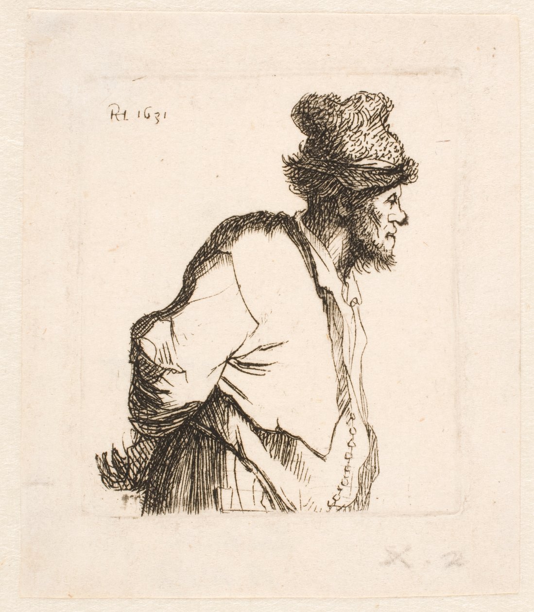 Campesino con las manos a la espalda de Rembrandt van Rijn