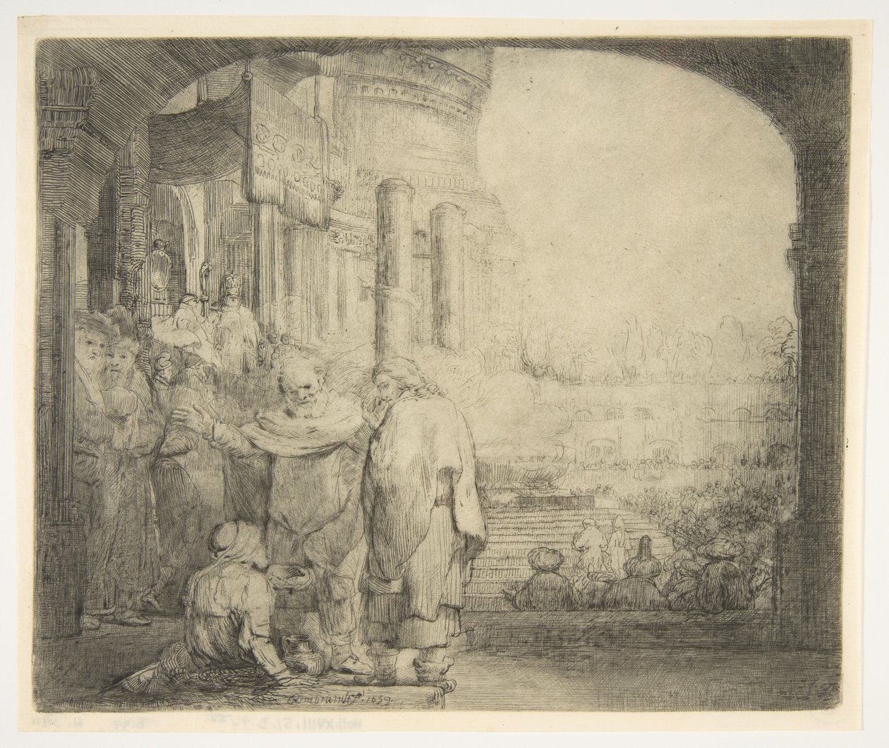 Pedro y Juan sanando al lisiado en la puerta del templo, 1659 de Rembrandt van Rijn