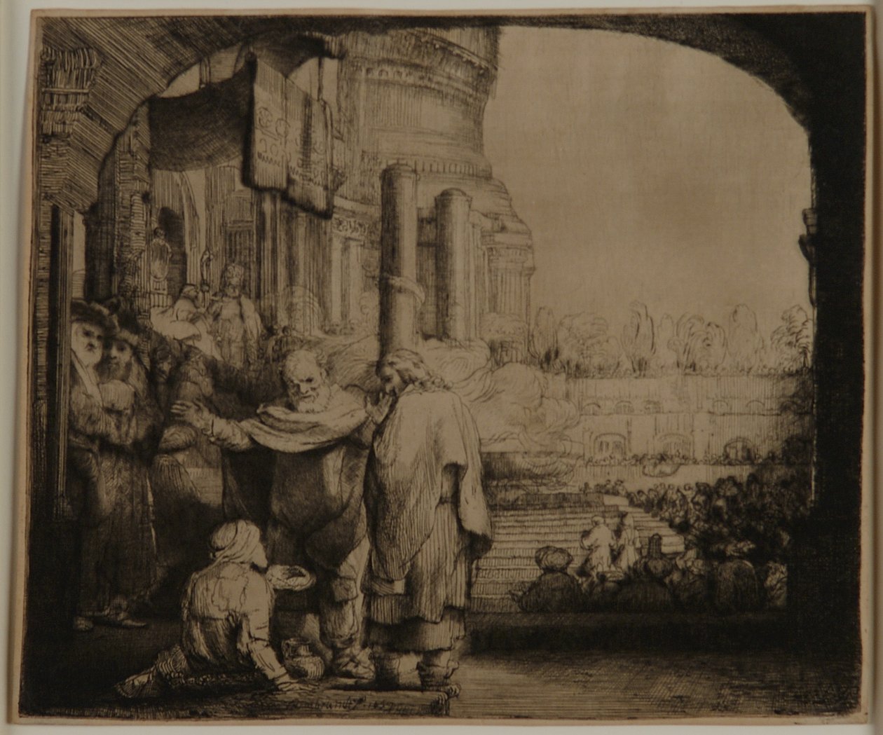Pedro y Juan en la puerta del templo de Rembrandt van Rijn