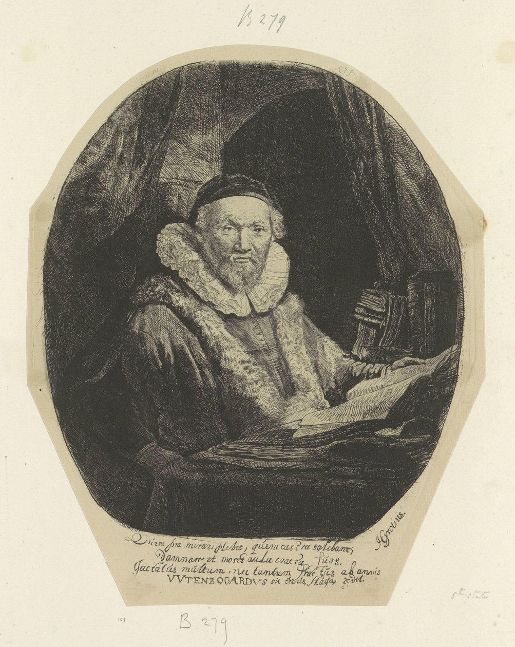 Portret van de Remonstrante prediciendo a Jan Wtenbogaert Colección de ochenta y cinco grabados originales (título de la serie) de Rembrandt van Rijn