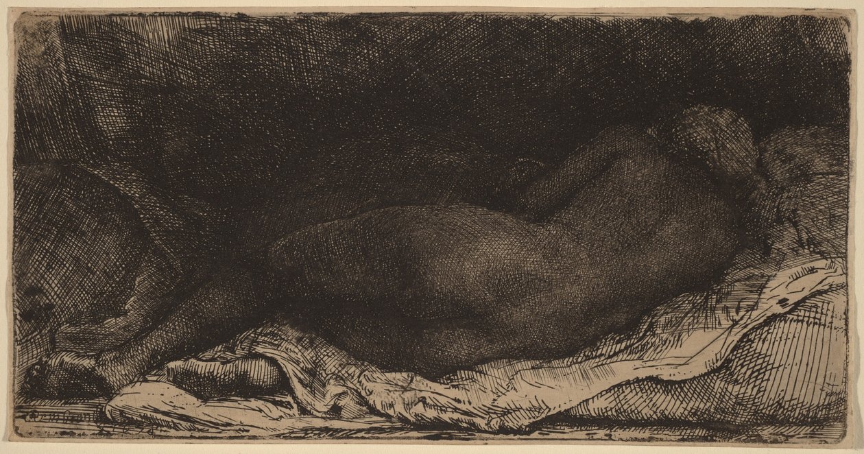 Desnudo femenino recostado de Rembrandt van Rijn