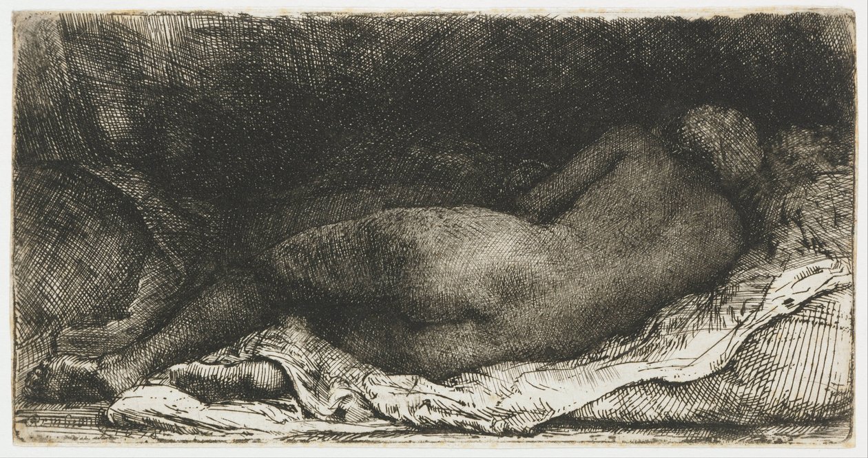 Desnudo femenino recostado de Rembrandt van Rijn