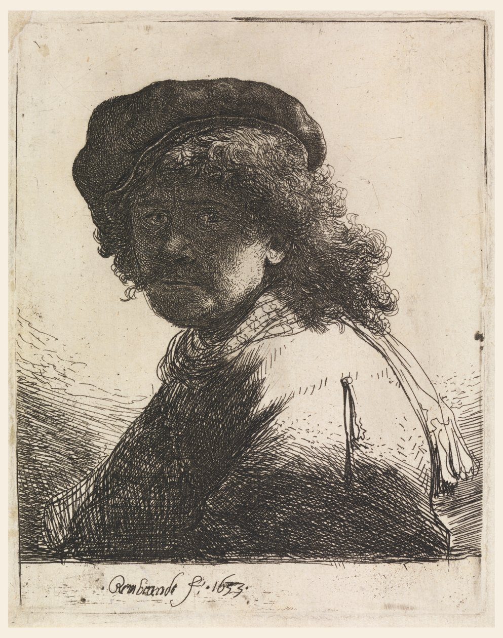 Rembrandt con gorra y bufanda de Rembrandt van Rijn