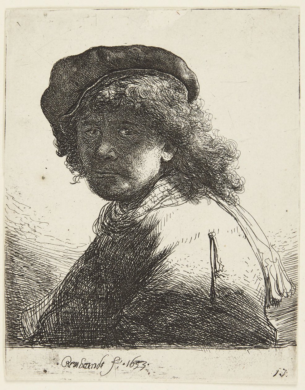 Rembrandt con gorra y bufanda de Rembrandt van Rijn
