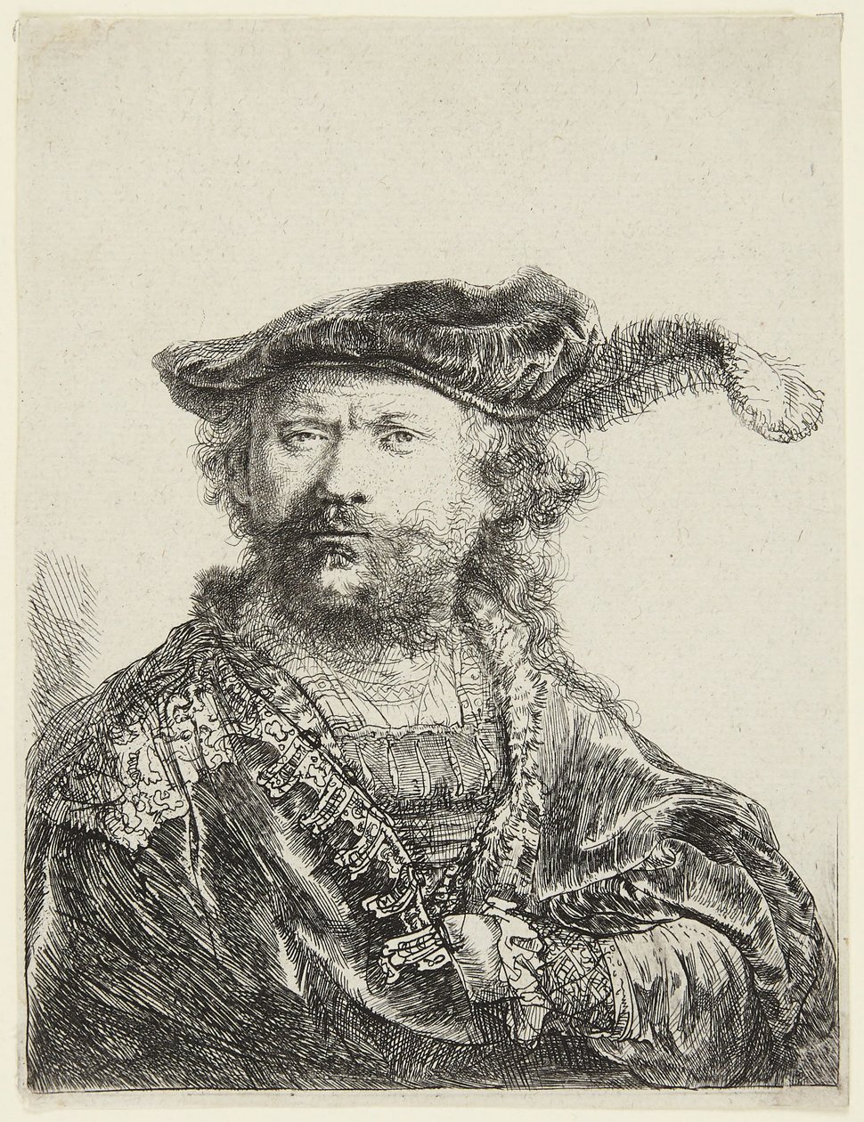 Rembrandt con gorra de terciopelo de Rembrandt van Rijn