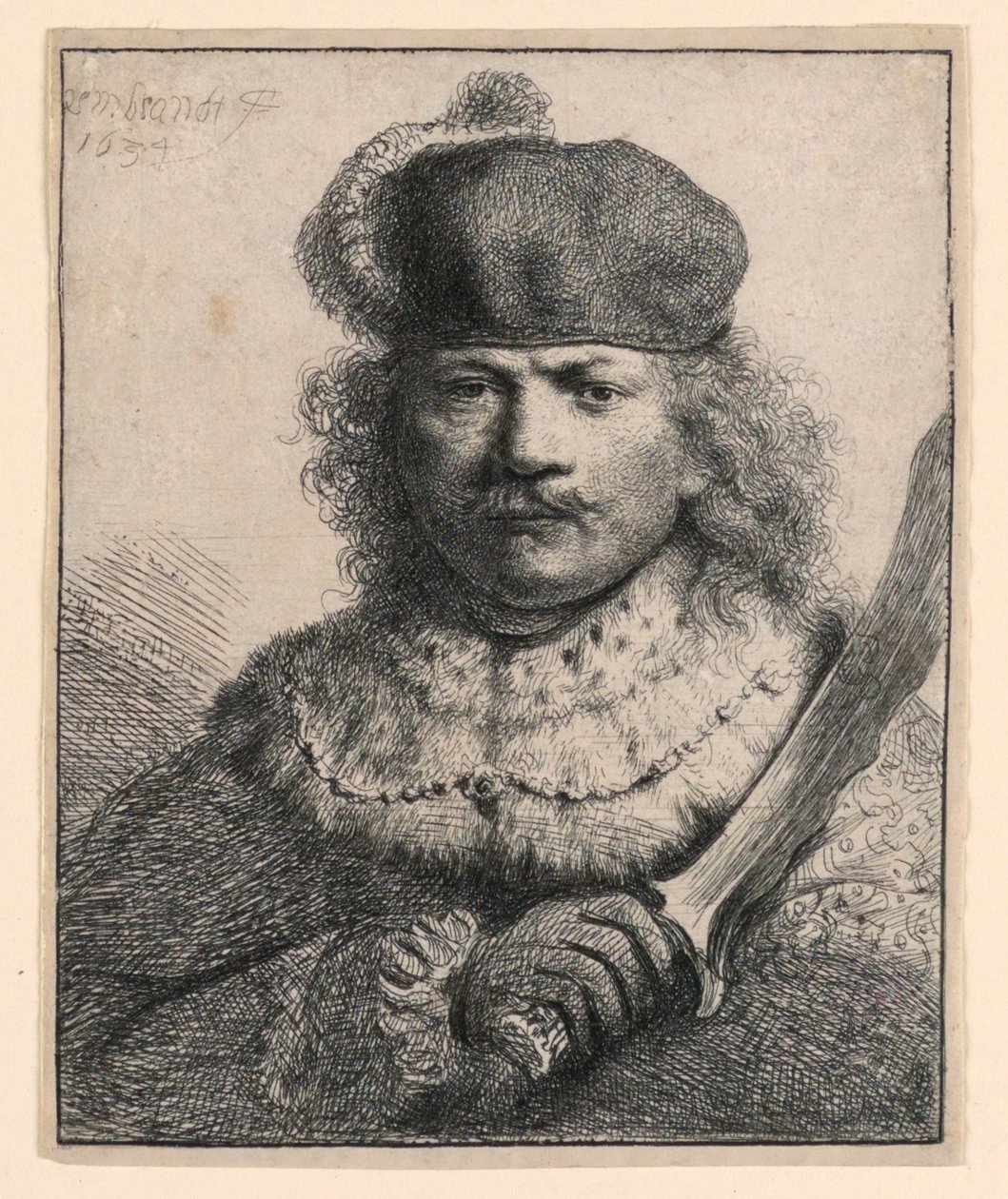 Rembrandt con Sable Levantado de Rembrandt van Rijn