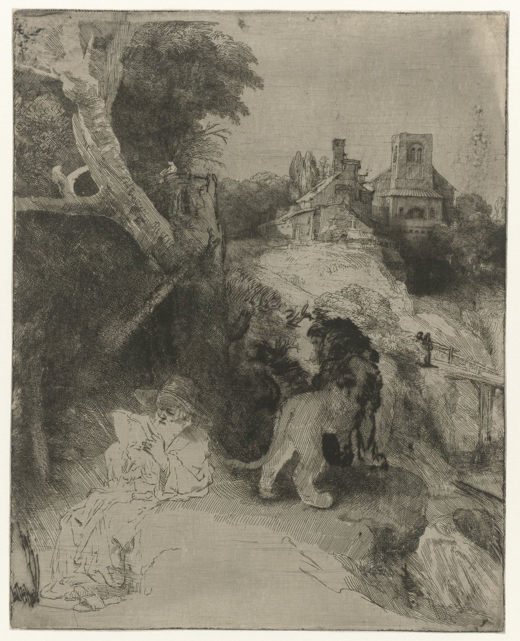 Lectura de San Jerónimo en un paisaje italianizante San Jerónimo leyendo en un paisaje italiano de Rembrandt van Rijn