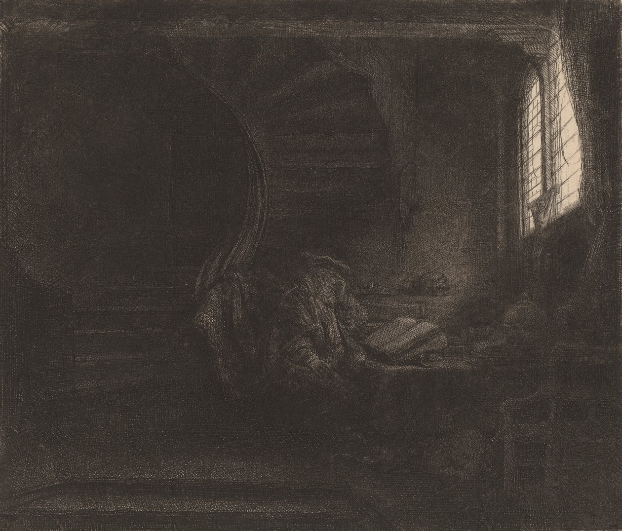 San Jerónimo en una cámara oscura de Rembrandt van Rijn