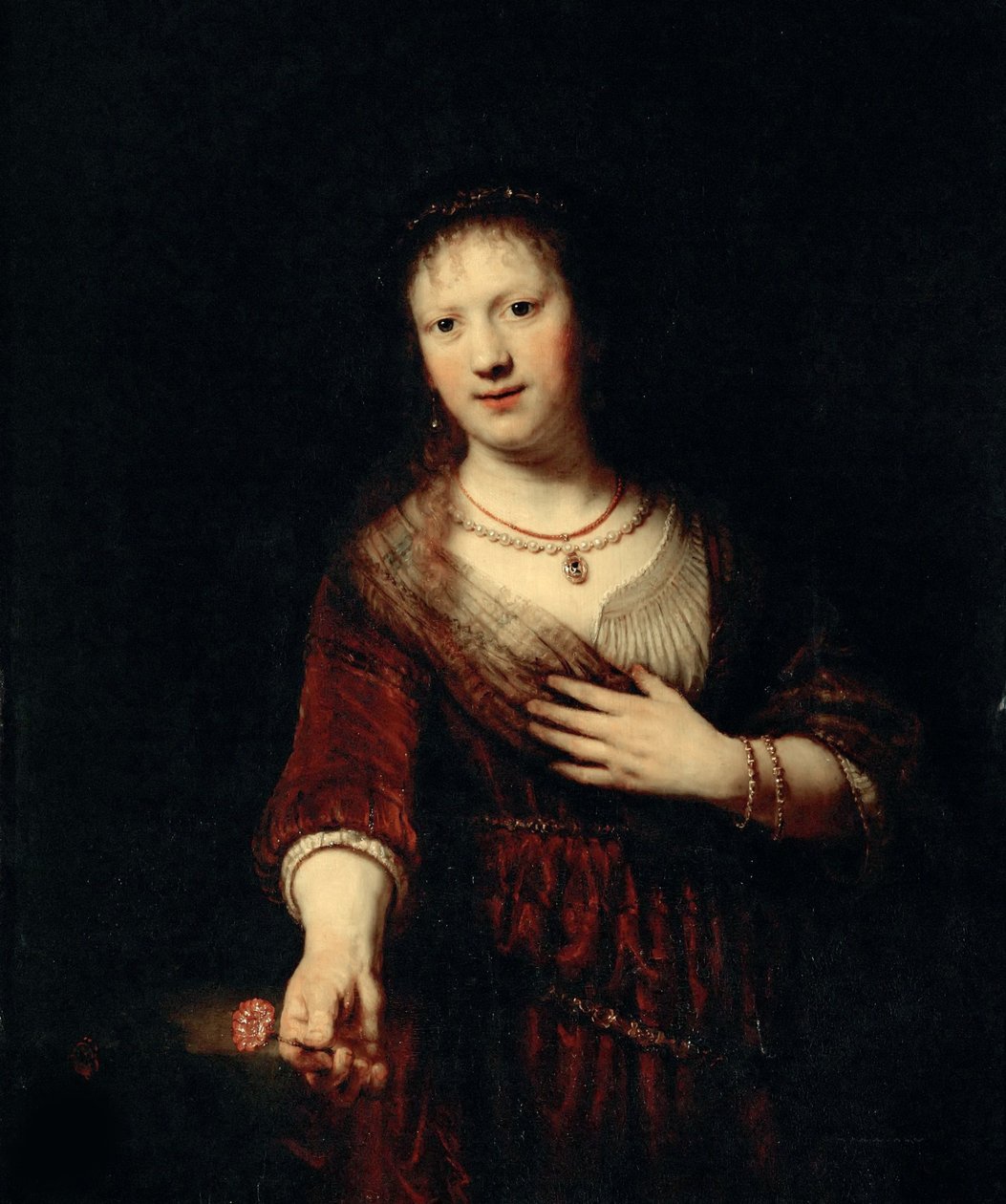 Saskia con la flor roja, 1641 de Rembrandt van Rijn