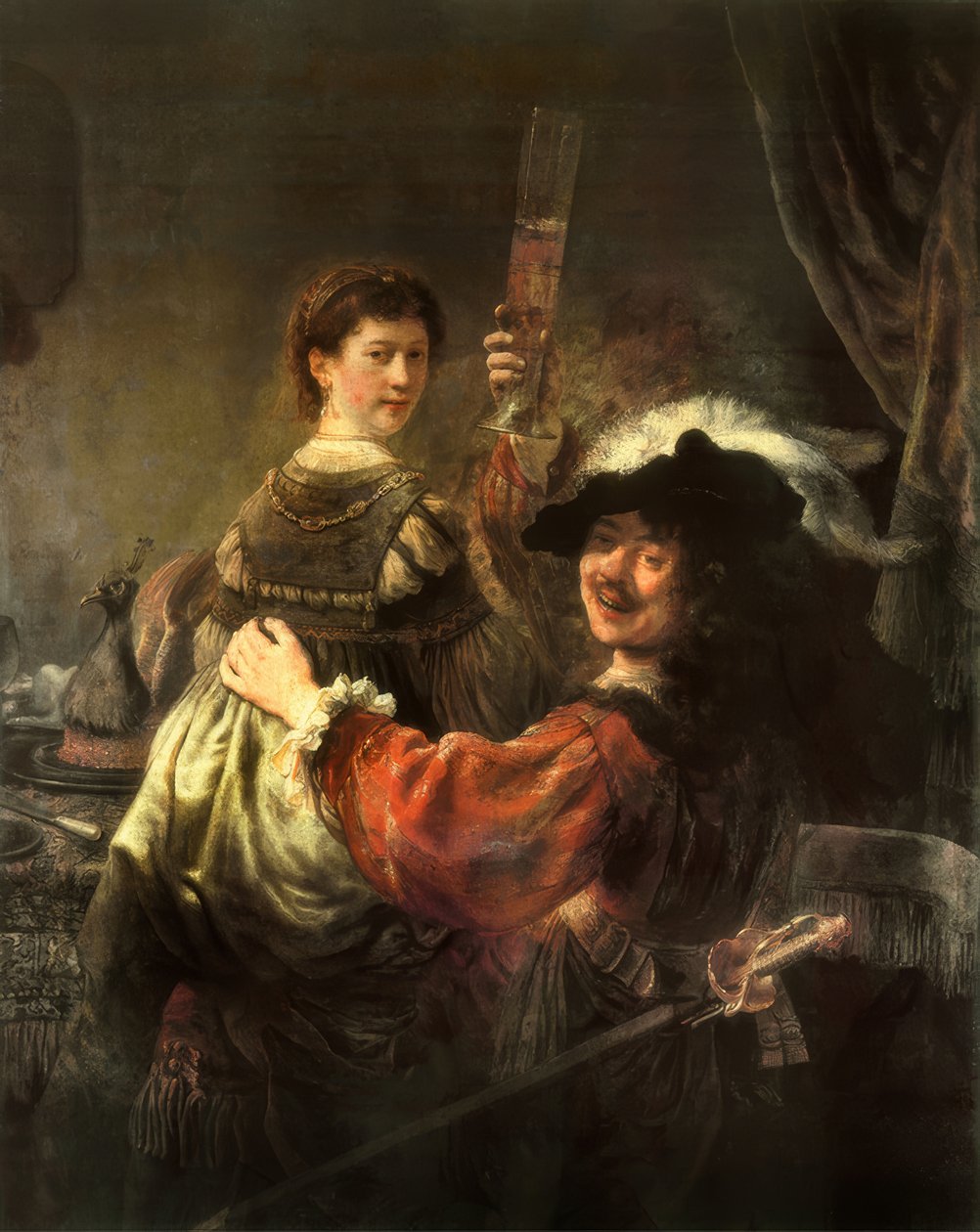 Autorretrato con su esposa Saskia como el hijo pródigo de Rembrandt van Rijn