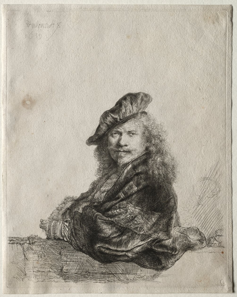 Autorretrato Apoyado en un Alféizar de Piedra de Rembrandt van Rijn
