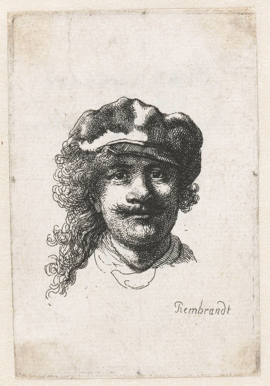 Autorretrato con Gorro Suave: Rostro Completo, Solo Cabeza, c. 1635 de Rembrandt van Rijn