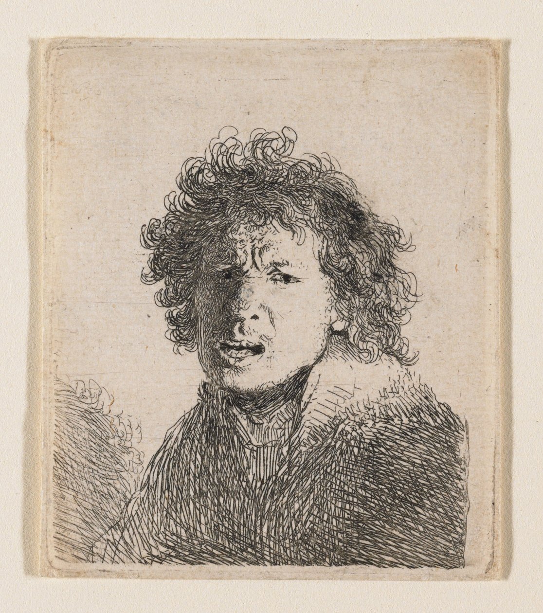 Autorretrato como si estuviera gritando de Rembrandt van Rijn