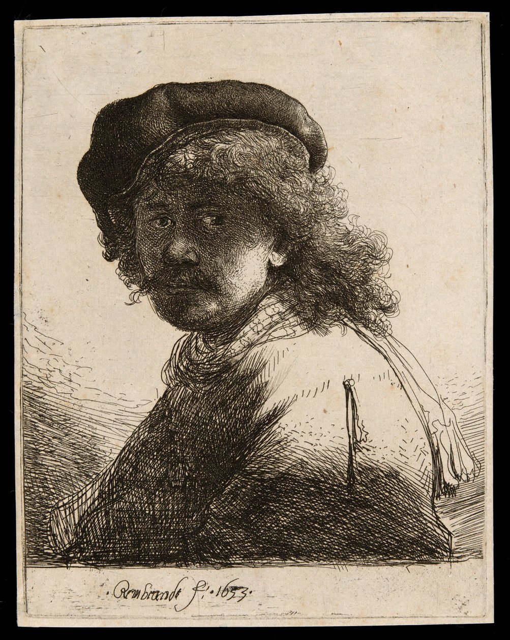 Autorretrato con Gorro y Bufanda con el Rostro Oscuro: Busto de Rembrandt van Rijn