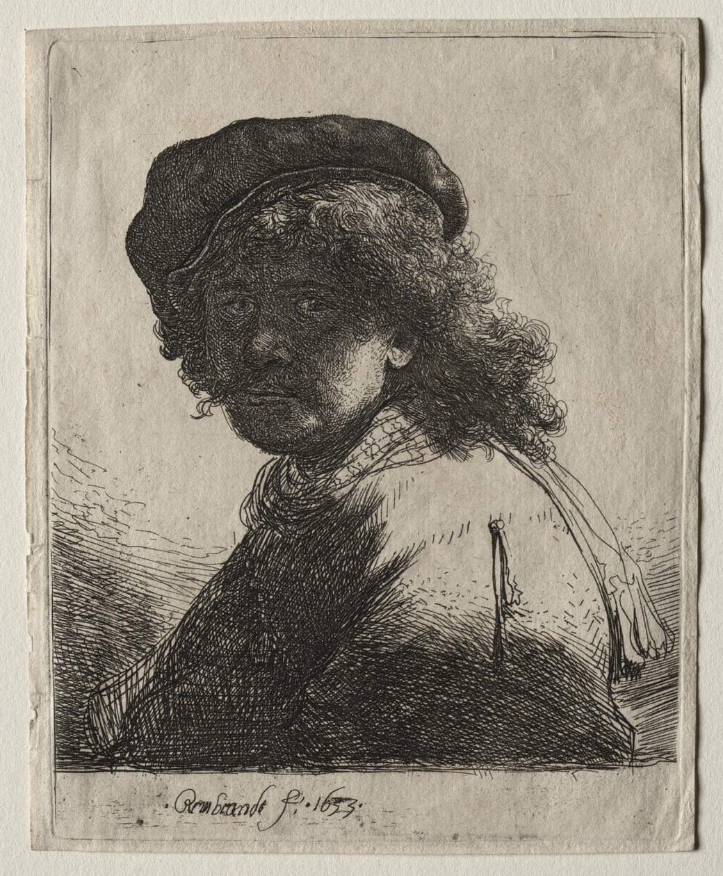 Self-Portrait in a Cap and Scarf with the Face Dark: Bust de Rembrandt van Rijn