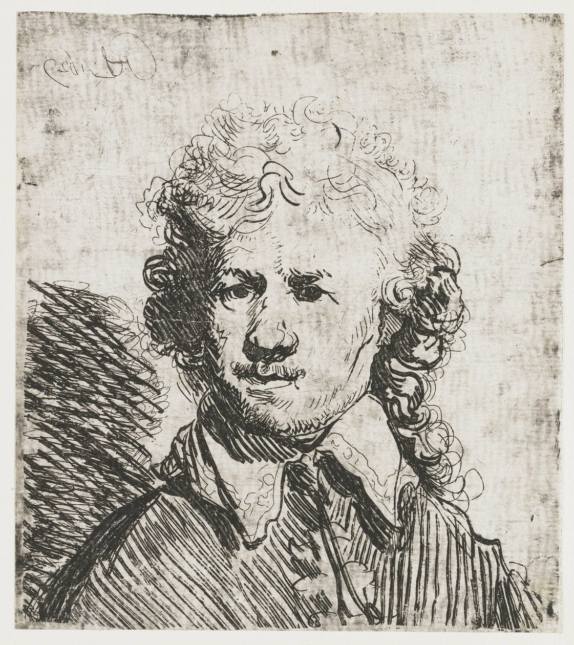 Autorretrato con la cabeza descubierta
Autorretrato con la cabeza descubierta: busto, grabado toscamente de Rembrandt van Rijn