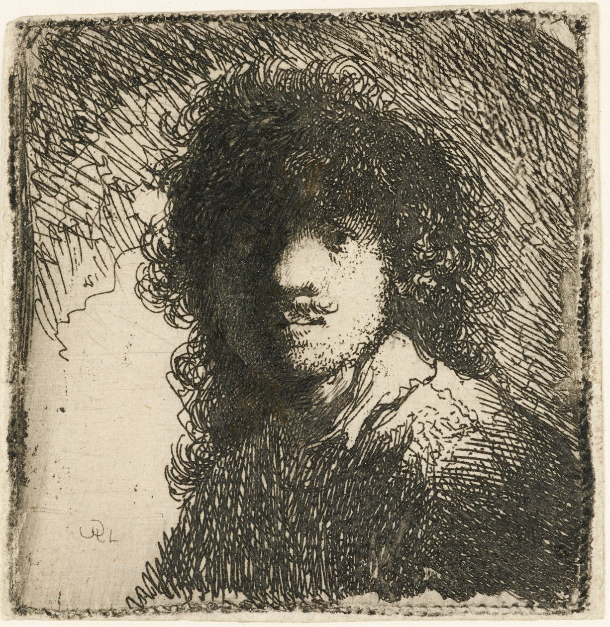 Autorretrato sin sombrero: busto, c. 1629 de Rembrandt van Rijn