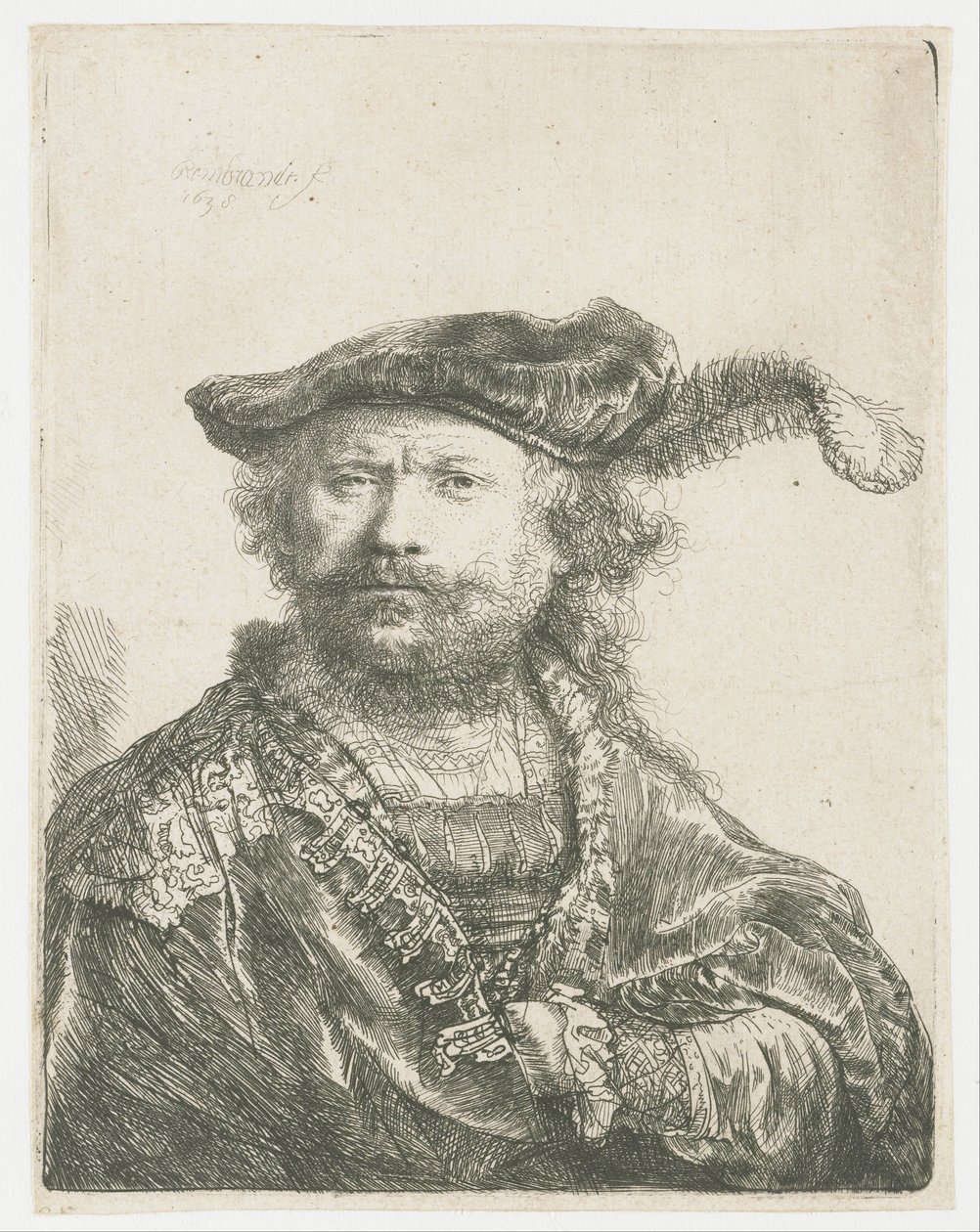 Autorretrato con gorra de terciopelo con penacho
Autorretrato con gorra de terciopelo con penacho de Rembrandt van Rijn