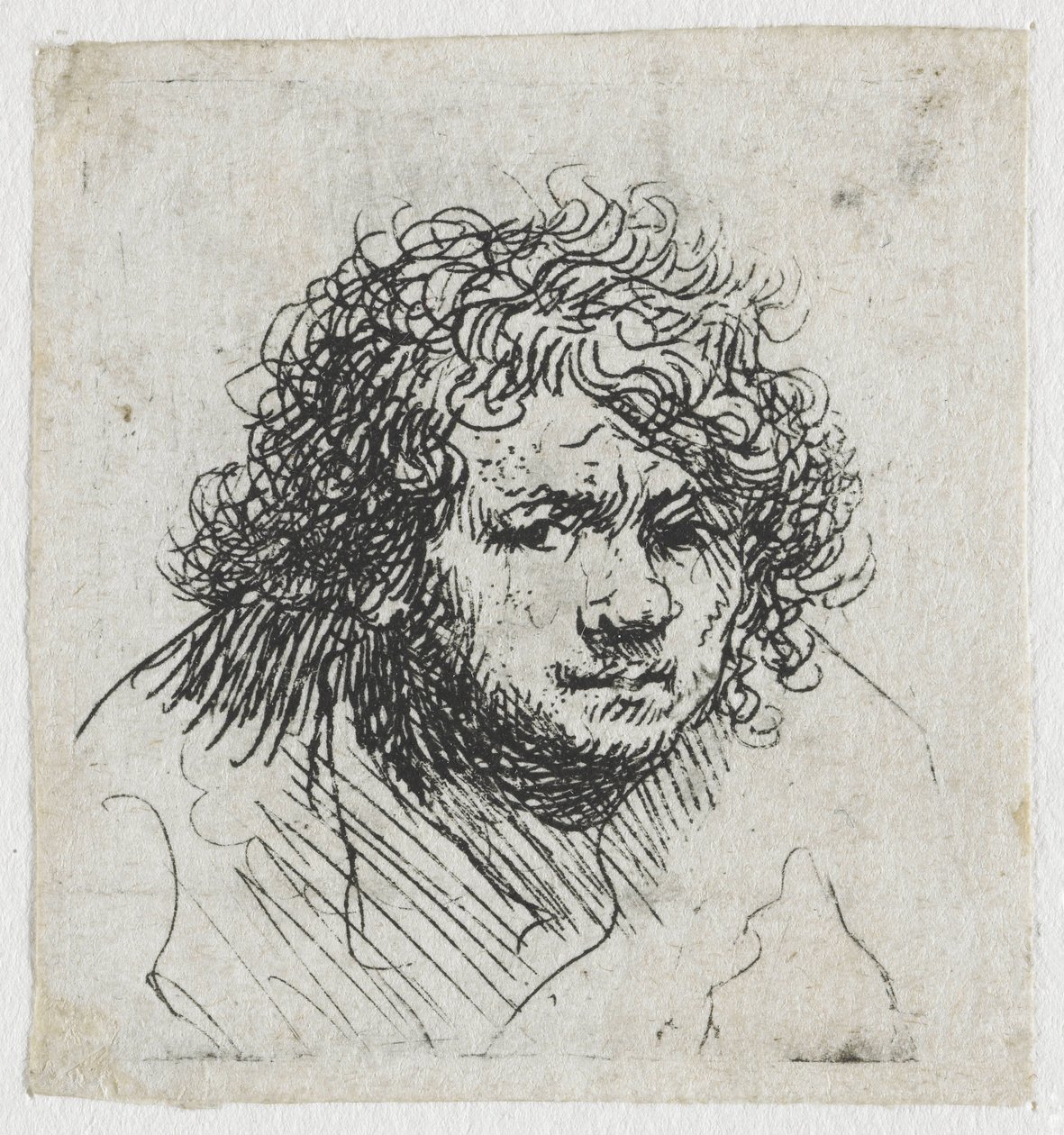 Autorretrato inclinado hacia delante: busto de Rembrandt van Rijn