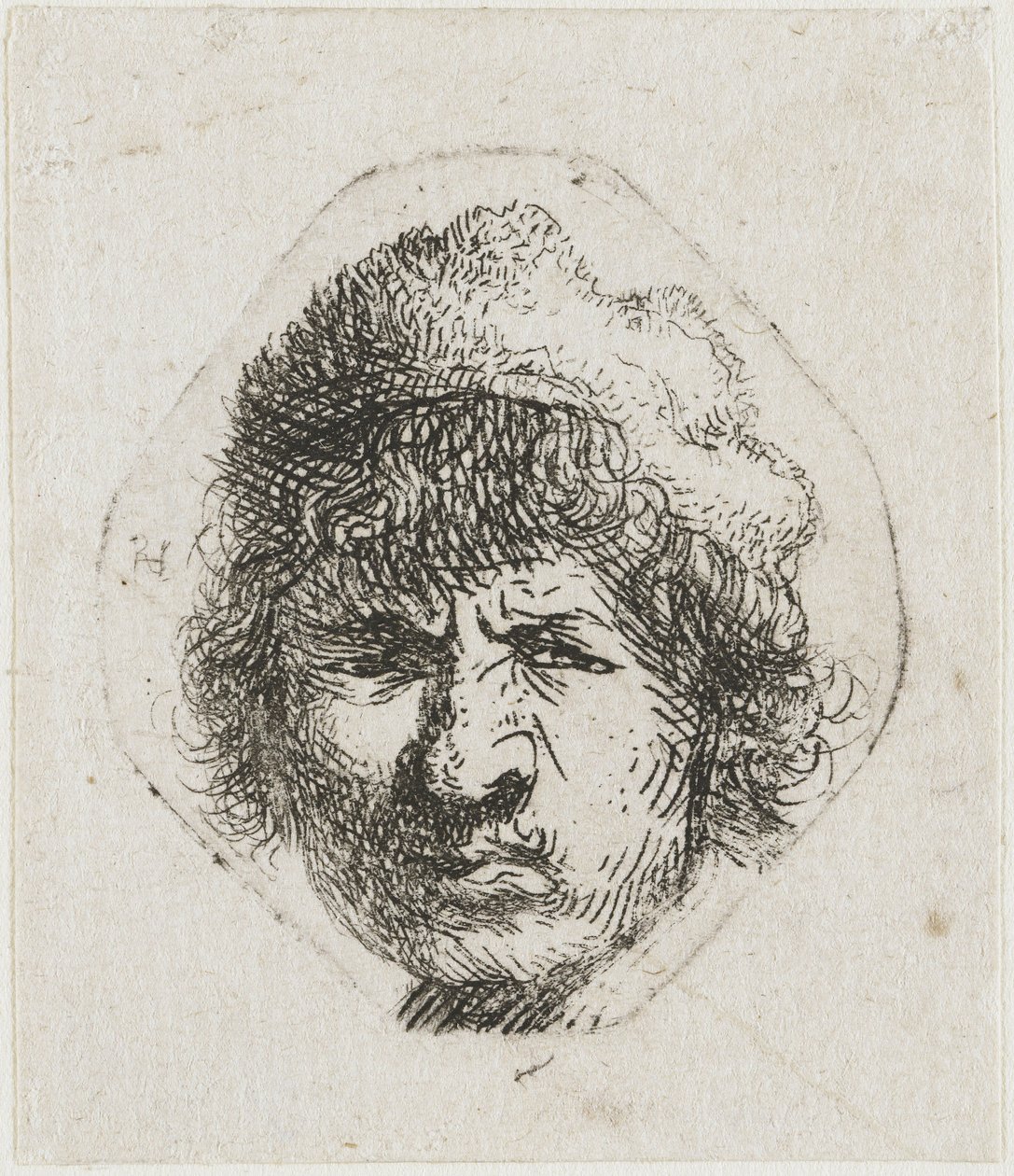 Autorretrato frunciendo el ceño, ca 1631 de Rembrandt van Rijn