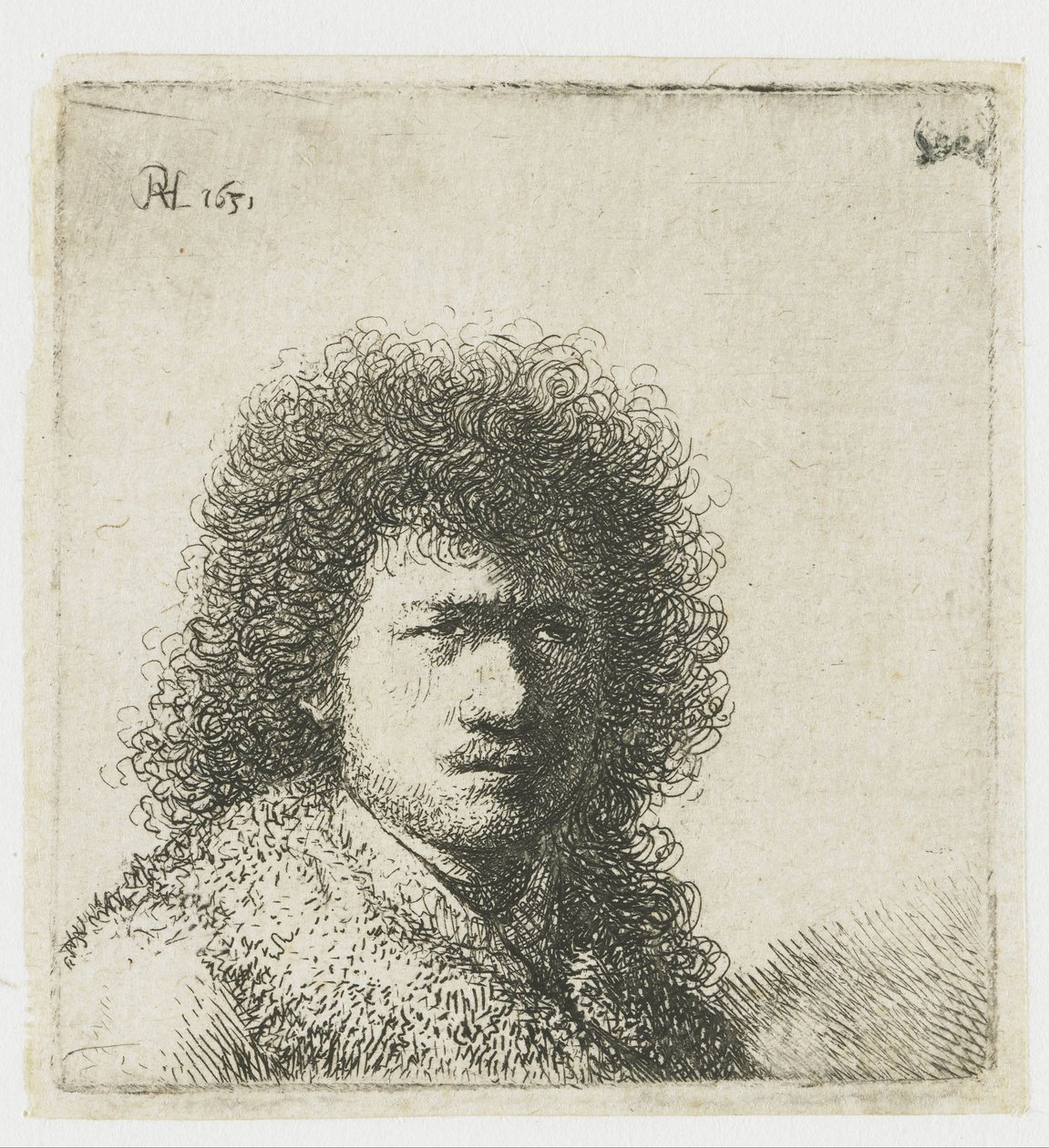 Autorretrato con el pelo alborotado: busto de Rembrandt van Rijn