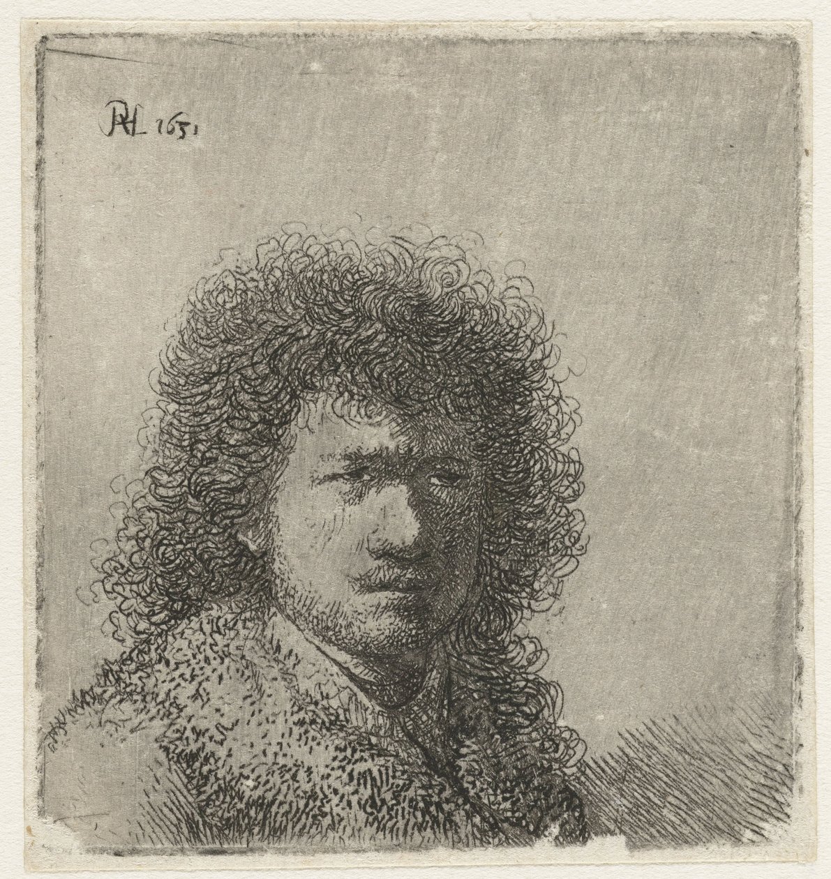 Autorretrato con el pelo alborotado: busto de Rembrandt van Rijn