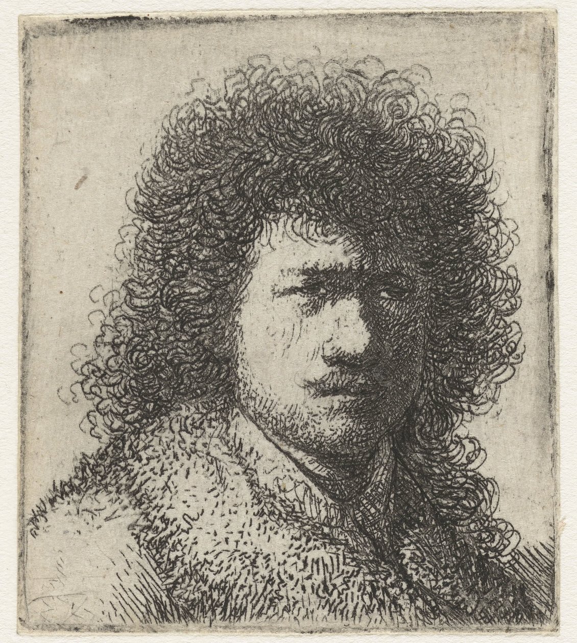 Autorretrato con pelo revuelto: busto de Rembrandt van Rijn